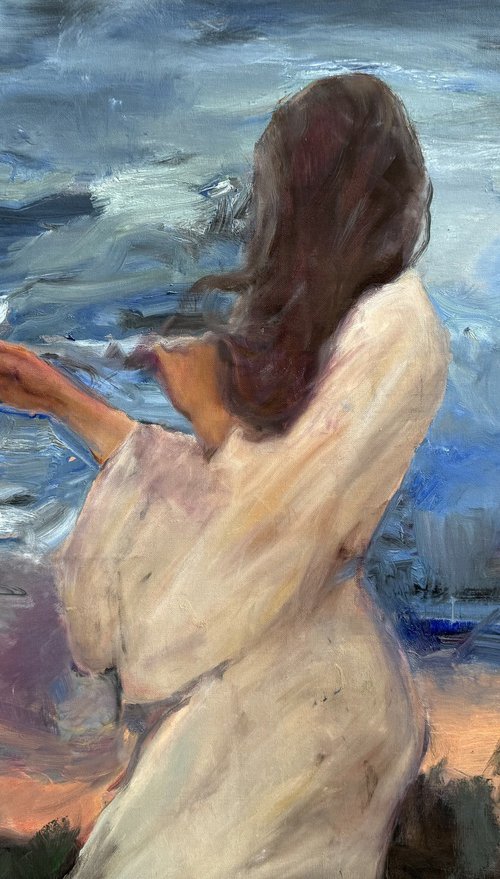 She Weaves Her Hair Into Clouds by Liubou Sas