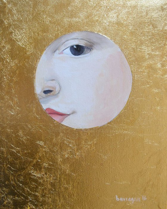 The Golden Looker n.3 Gold Leaf Female Portrait Oil Painting