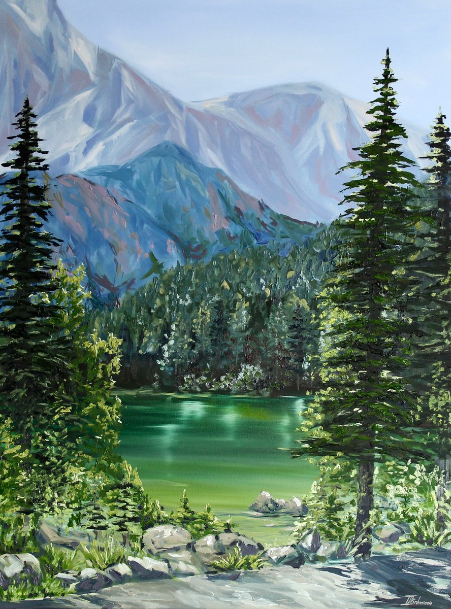 Impressionistic Landscape Oil Painting By Liza Illichmann, 24 X 31", Heights, Original Artwork