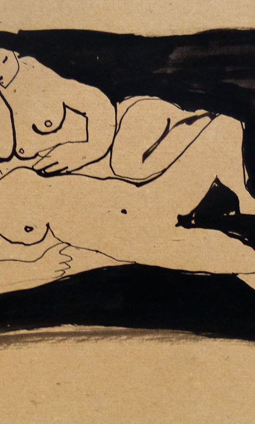 Erotic drawing 26, ink on paper 28x19 cm by Frederic Belaubre