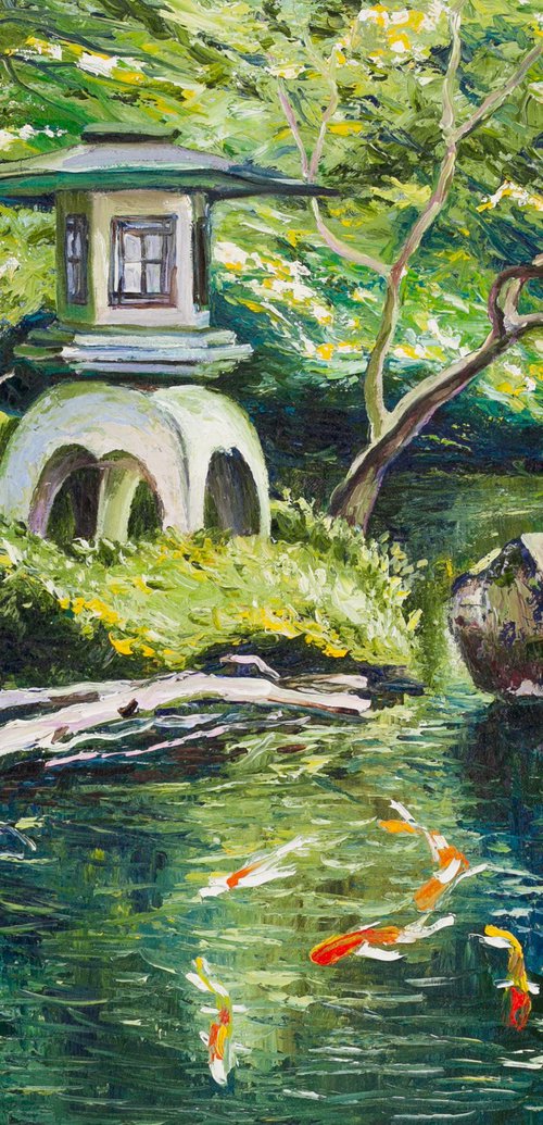 Japanese garden. Koi FRAMED by Liudmila Pisliakova
