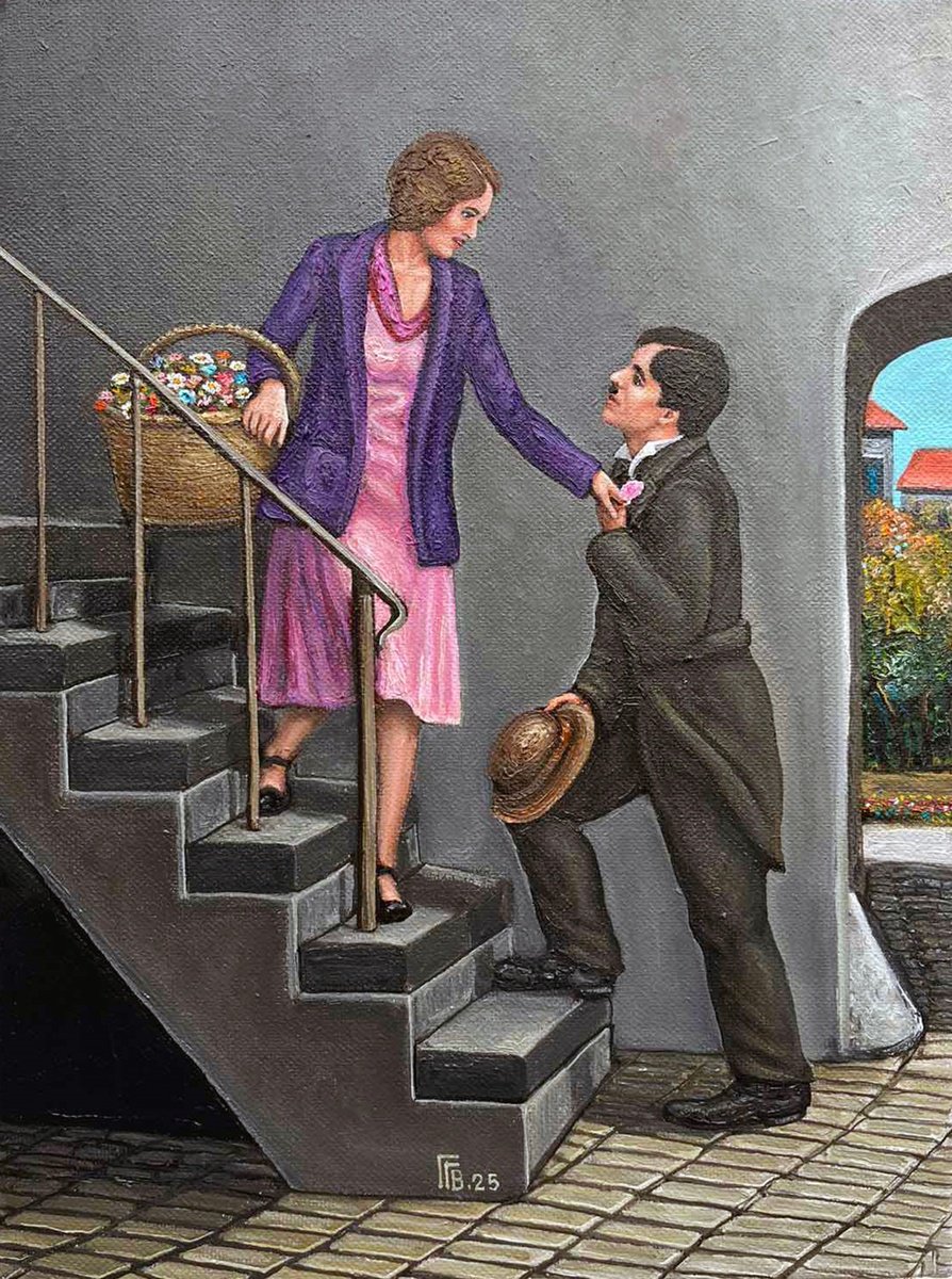 Photorealistic Portrait Oil Painting By Grigor Velev, 9 X 13, Romantic Conquest, Original Artwork