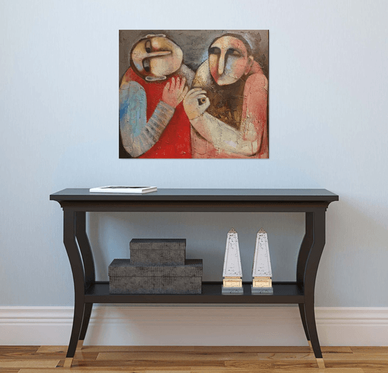 Lovers(Acrylic painting, 60x70cm, ready to hang)