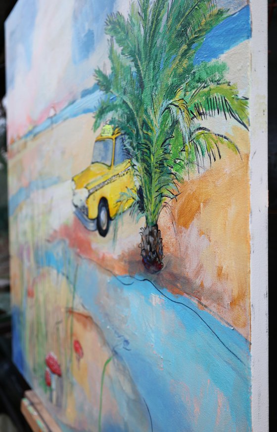 Сhecker. Mushrooms. Beach