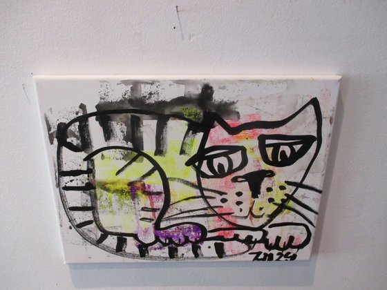 expressive neon cat  11,8 x 15,7 inch