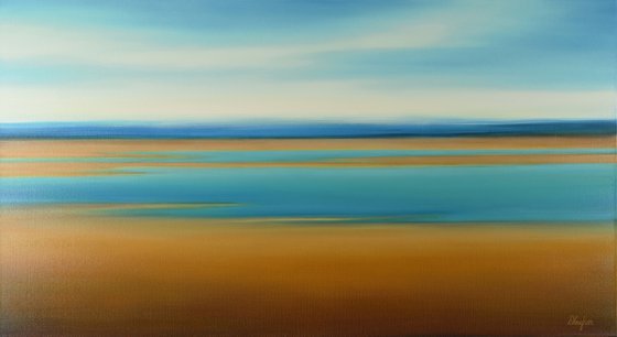 Blue Gold View - Colorful Abstract Landscape