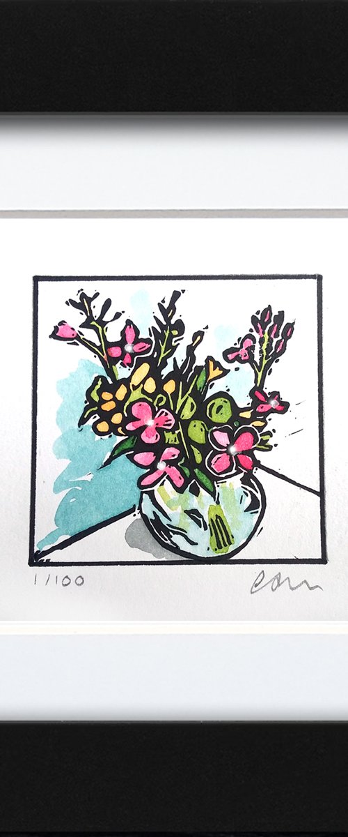 Glass bowl of flowers by Carolynne Coulson