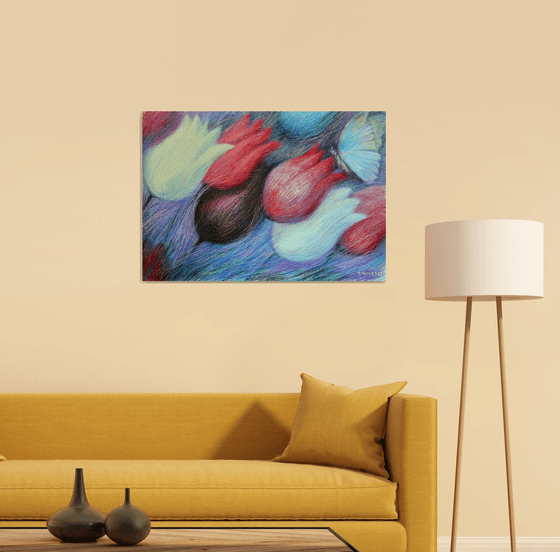 Tulips and Butterfly