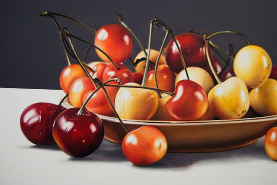 Still life with cherries