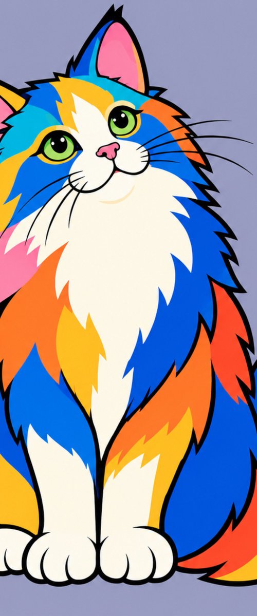 Colorful Norwegian Forest Kitten #02 by Marina Krylova
