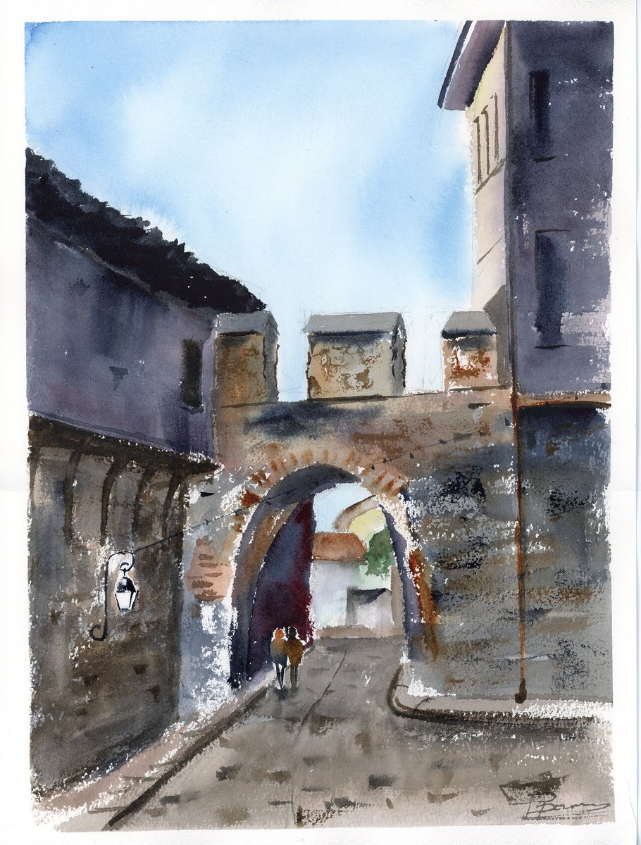 Impressionistic Watercolour , Hisar Kapia Arch In Plovdiv By Olga Tchefranov (Shefranov), 11 X 15, Artwork For Sale On Artfinder