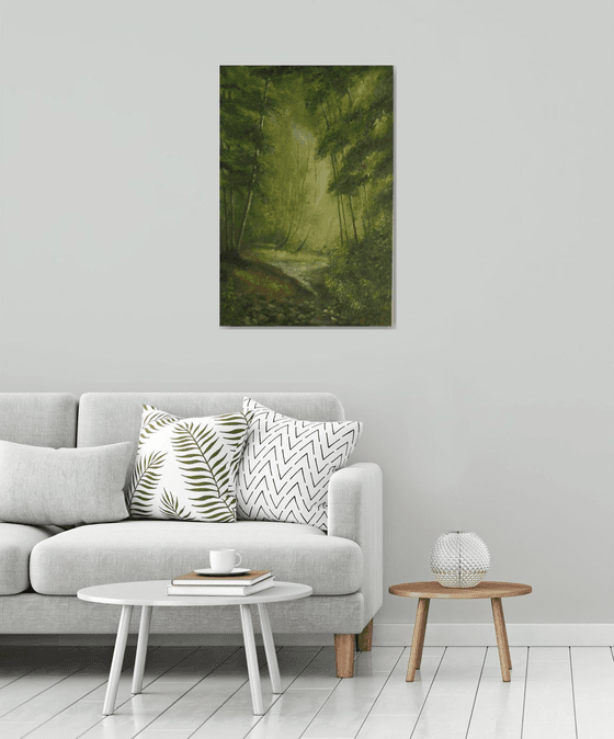 Forest, original, one of a kind, oil on canvas painting