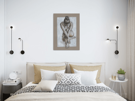 Nude woman, bedroom art, nudity art, female figure