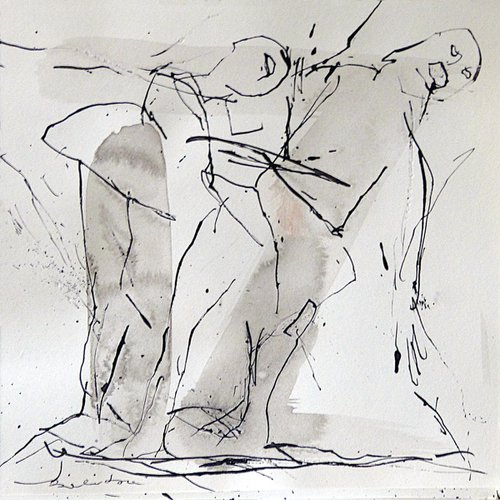 Surrealist Square - The Two Singers, 20x20 cm by Frederic Belaubre