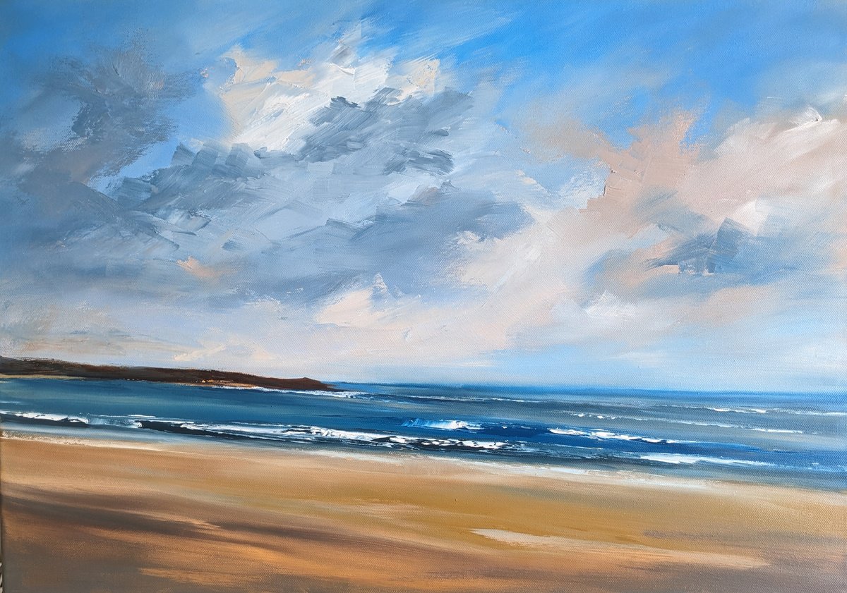 Impressionistic Landscape Oil Painting By Steve Keenan, 26 X 19", Nefyn, Original Artwork