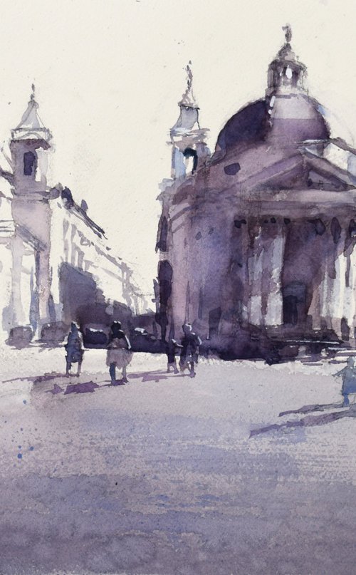 Rome,  Piazza del Popolo by Goran Žigolić Watercolors