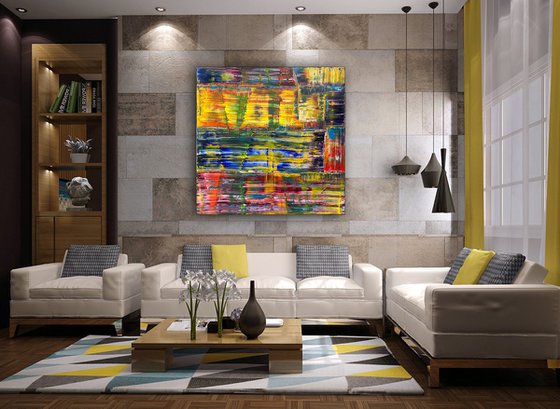 "Game Changer" - Original Xt Large PMS Abstract Oil Painting On Canvas - 60 x 60 inches