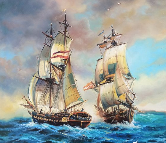 Boats (70x90cm, oil painting)