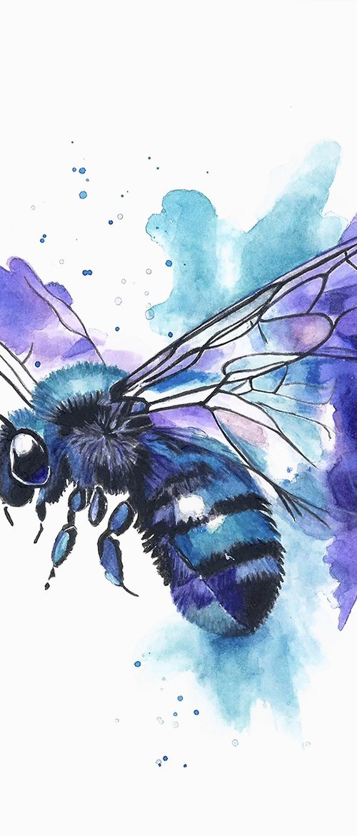 Colourful Bee Painting by Sandy Broenimann