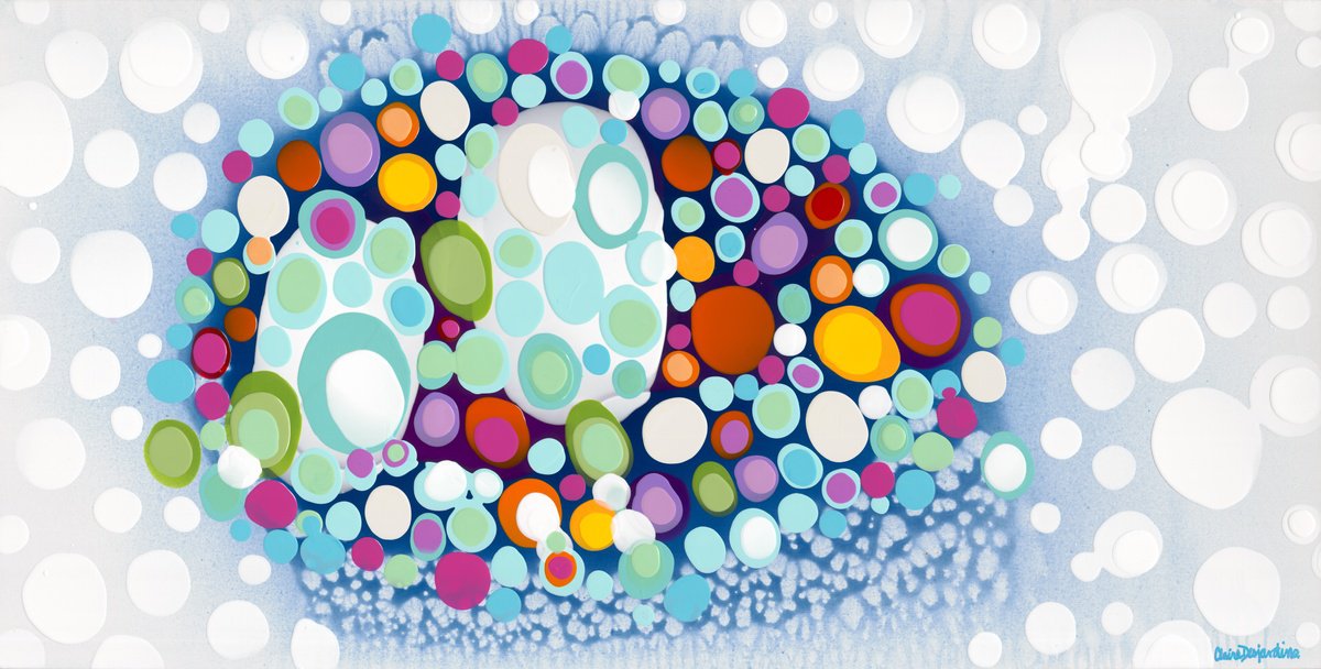 Organic Abstract Acrylic Painting By Claire Desjardins, 60 X 30, Keep An Eye One, Original Artwork