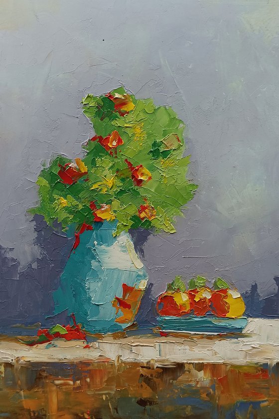 Impasto still life painting