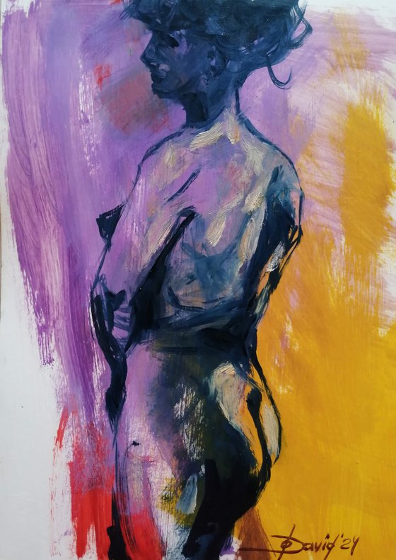 Nude-study women oil on paper