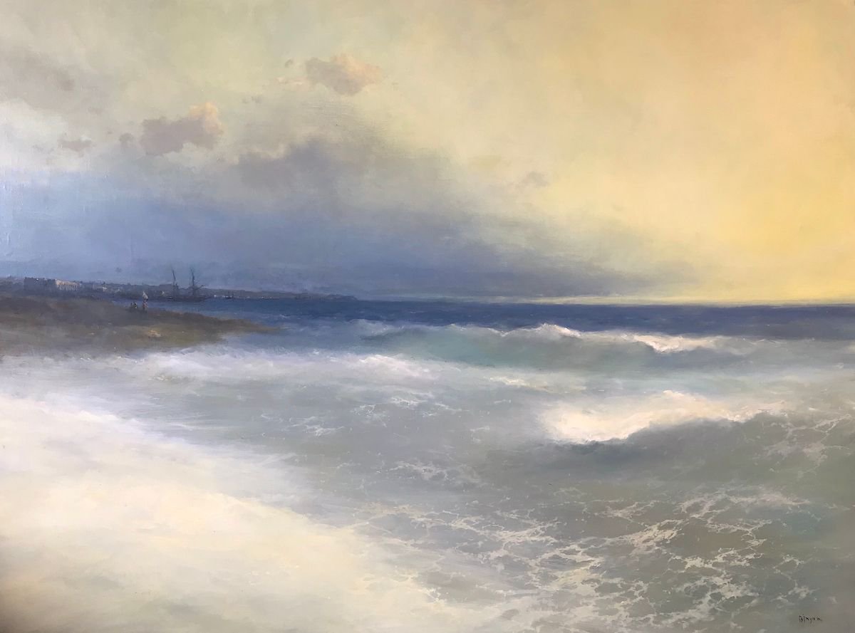 Ocean Breeze, Seascape Original oil Painting, Handmade artwork, Museum Quality, Signed, On... by Karen Darbinyan