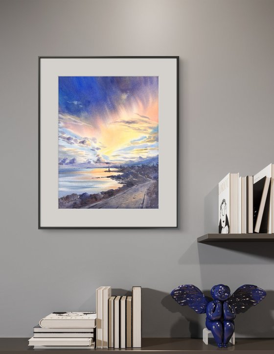 Sunset Road and Lighthouse