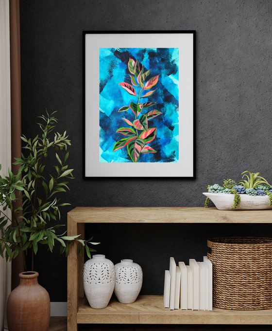 Plant on expressive background