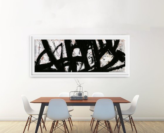 Brush Dance 201 - LARGE 24x64"Abstract Painting by Kathy Morton Stanion, Modern Home decor, restaurant art