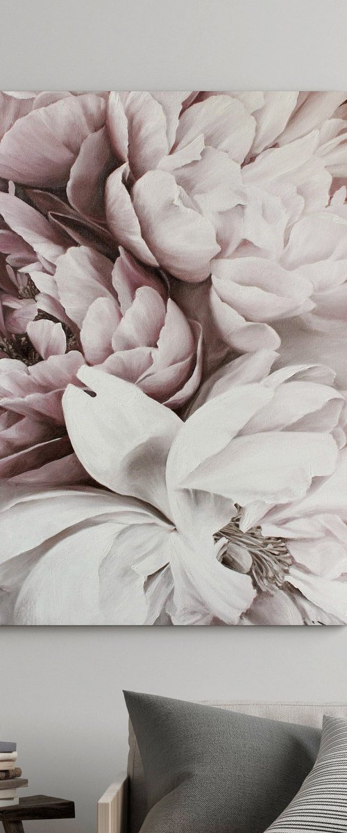 "Purple Peonies" Flowers purple pink art by Olha