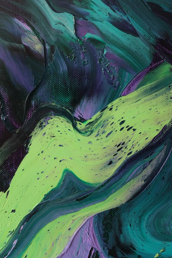 Light Green Dark Purple / Oil Painting 17