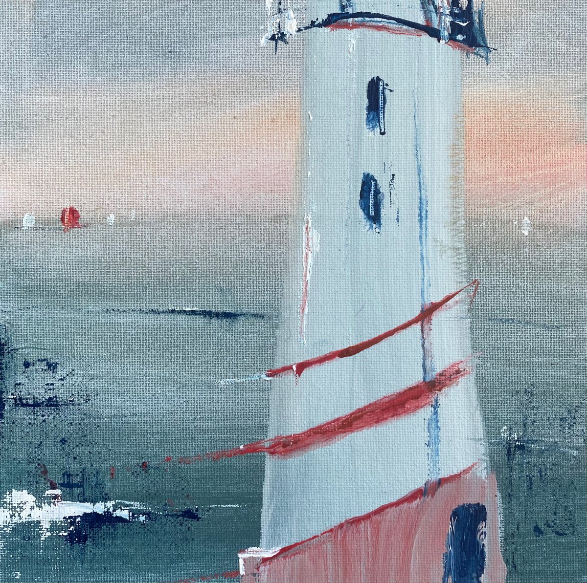 Lighthouse - gouache abstract painting by Anna Boginskaia