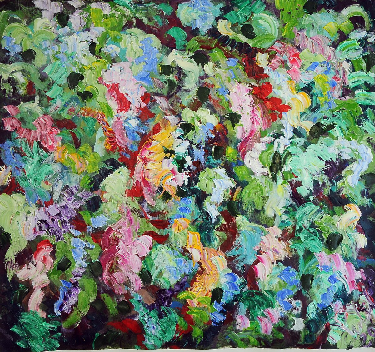 Abstract Acrylic Painting By Antonino Puliafico, 37 X 41, Edera, Original Artwork