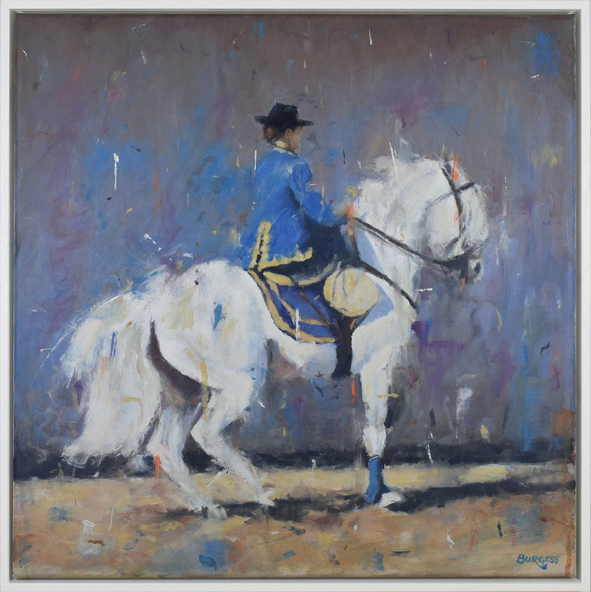 Expressive realism horse art - Equine dressage - Framed Oil On Canvas by Shaun Burgess