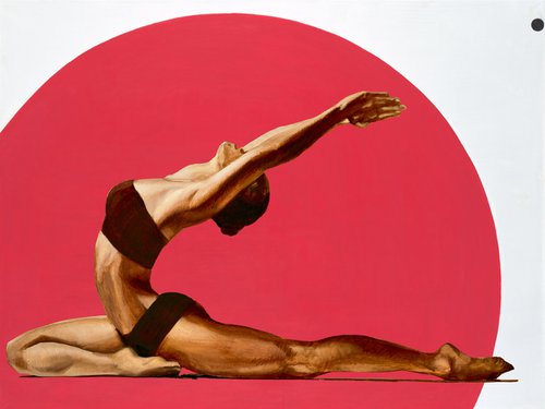 Limited edition 1/10 Golden yoga on red by Anastassia Markovskaya
