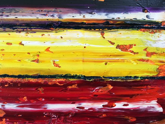 "Face Off" - FREE USA SHIPPING + Special Price - Original PMS Abstract Oil Painting On Canvas - 36" x 12"