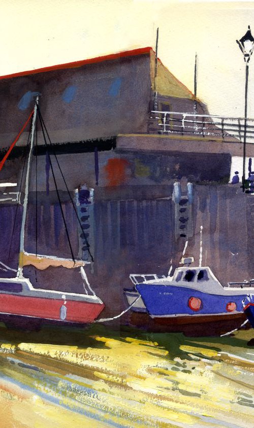 Early Morning, Boats and Jetty, Broadstairs, Kent by Peter Day