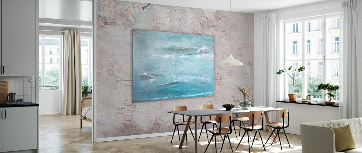 Organic Abstract Acrylic Painting By Doris Duschelbauer, 51 X 38, Esmeralda - Emerald, Original Artwork