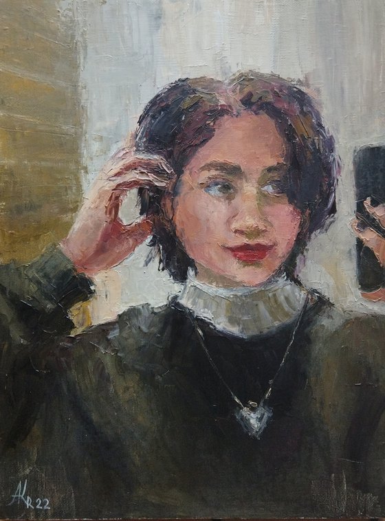 A woman's portrait.