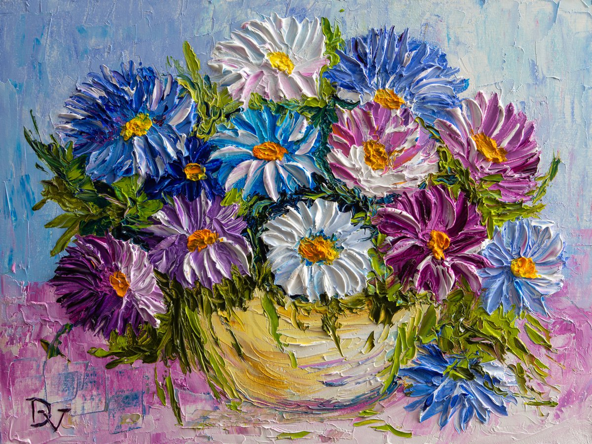 Impressionistic Botanical Oil Painting By Vladyslav Durniev, 16 X 12", Bouquet Of Flowers, Original Artwork