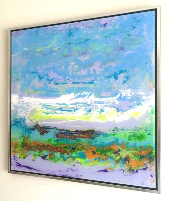 Abstract Painting Contemporary Original art on Plexiglass One of a kind  Framed  Ready to Hang Signed with Certificate of Authenticity