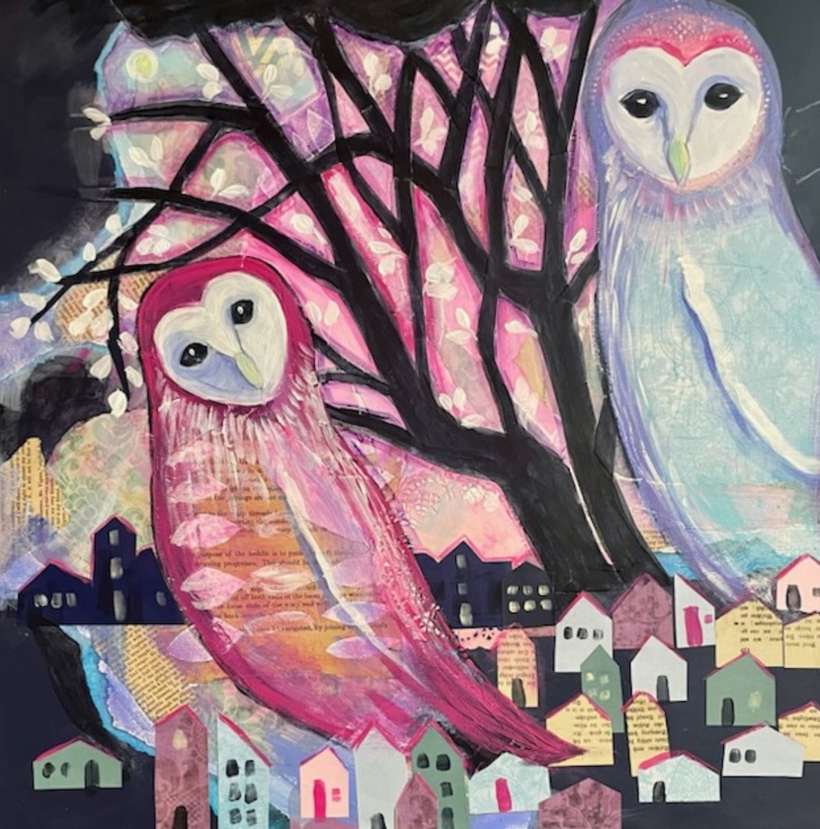 Organic Animal Collage By Eliry Arts, 20 X 20, The Garden Choir, Original Artwork