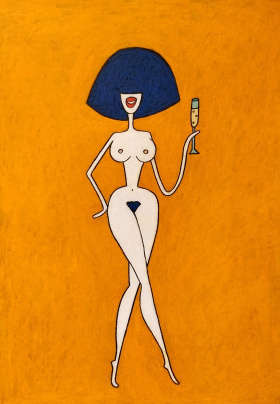 Nude with champagne