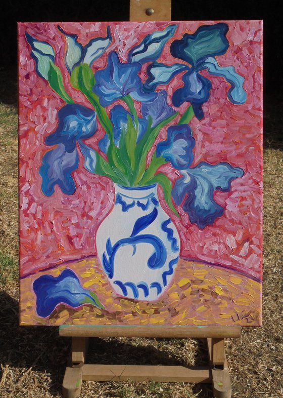 Irises in Chinese Vase 3 SOLD