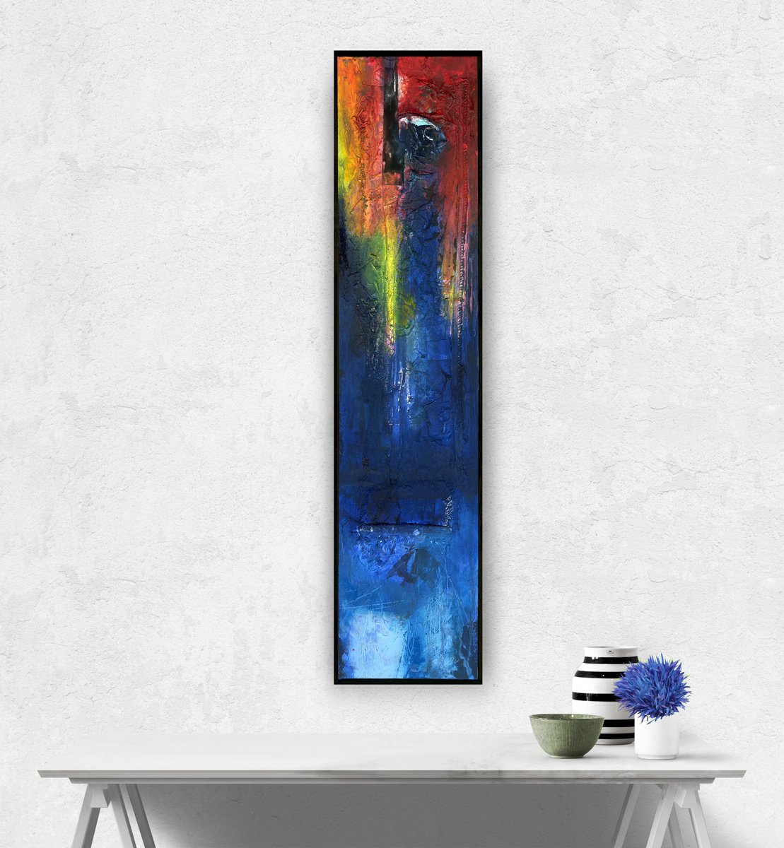 Abstract Oil Painting By Kathy Morton Stanion, 7 X 28", Echoes From Ancient Dreams, Original Artwork