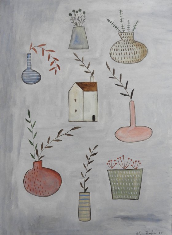 A small group of plant vases