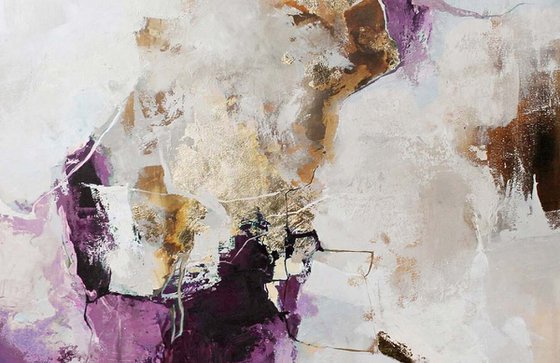 "Pink Avalanche 3" Purple gold abstract art