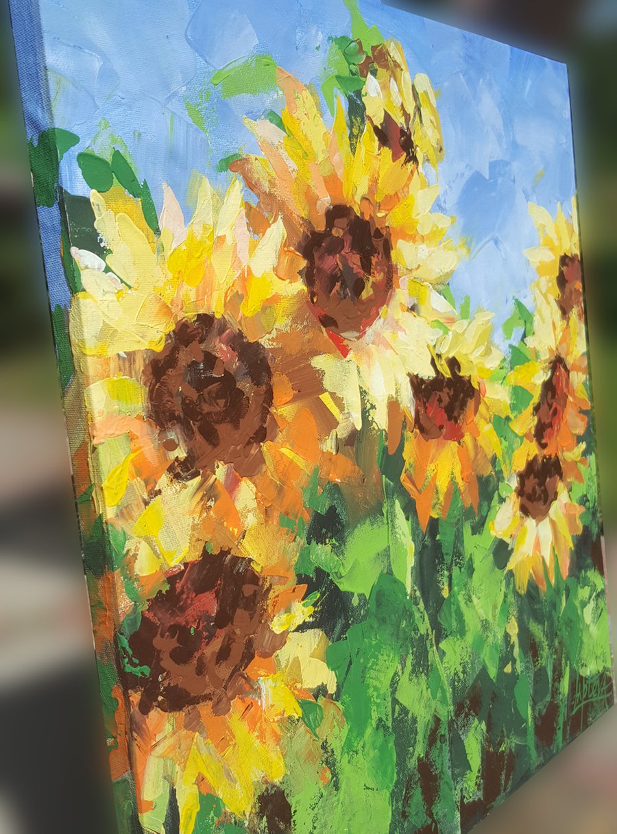 Sunflowers flowers sun Acrylic painting by Viktoria Lapteva Artfinder