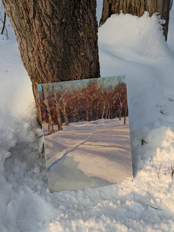 Sunny Winter Landscape - winter painting